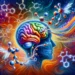 Colorful abstract illustration of a human brain with interconnected molecules and neural pathways, symbolizing the complexity of neuroscience and mental processes.