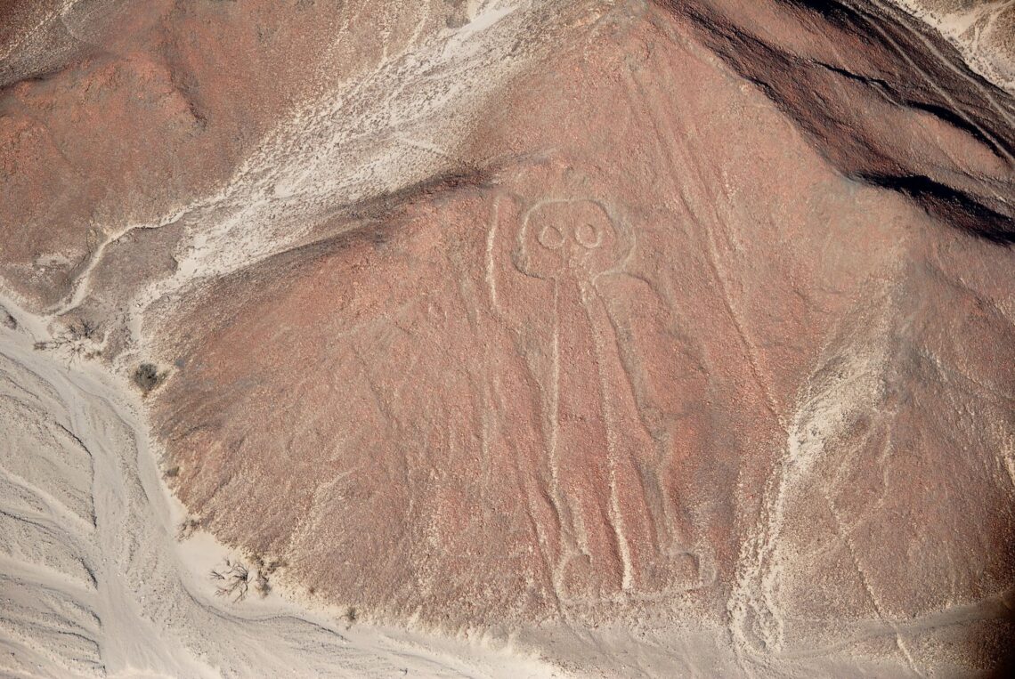close up of nazca lines on rock