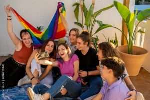 Friends at queer party outdoor