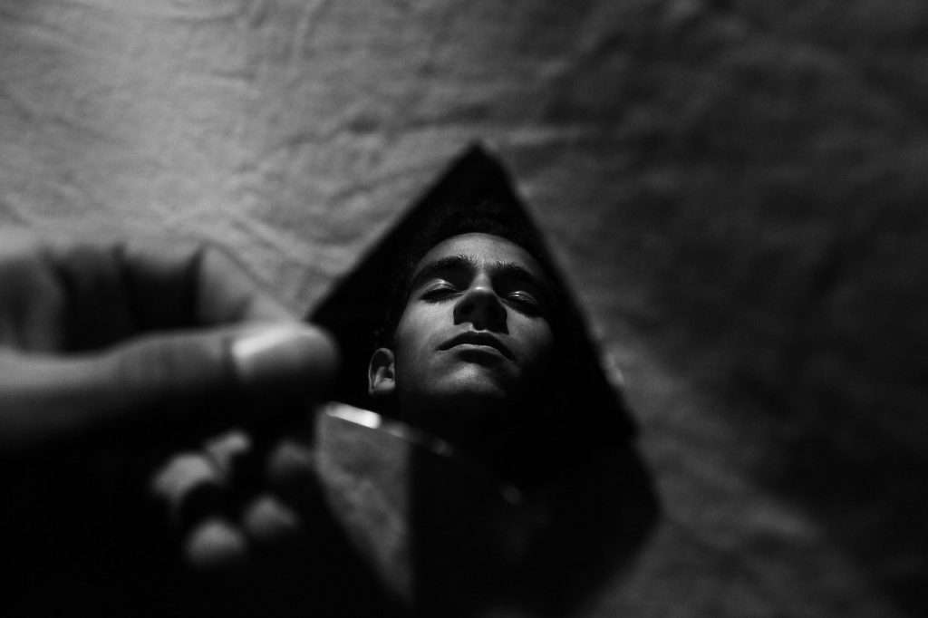 mirror, man, darkness